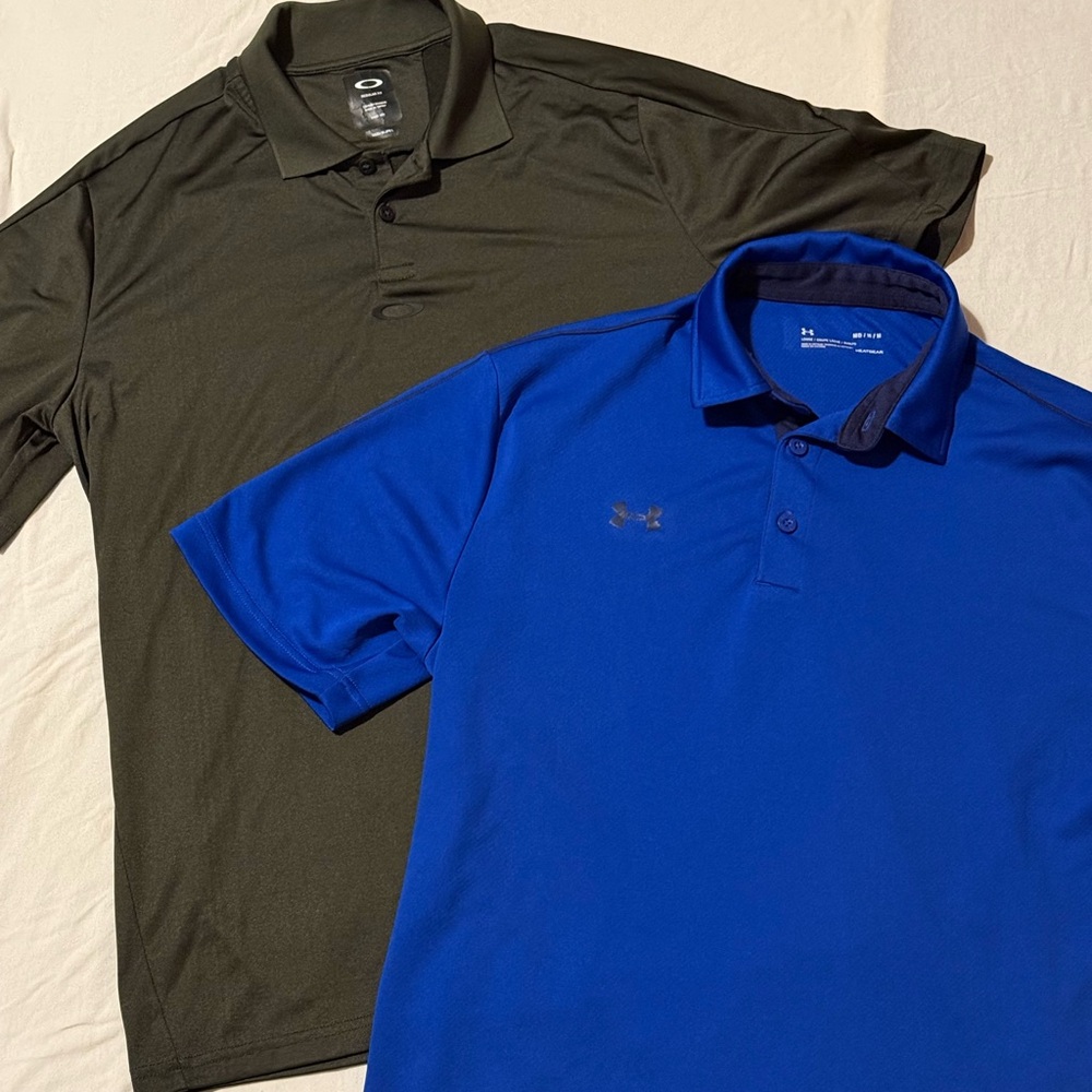 2 Polyester Men’s Polo’s - Under Armor and Oakley